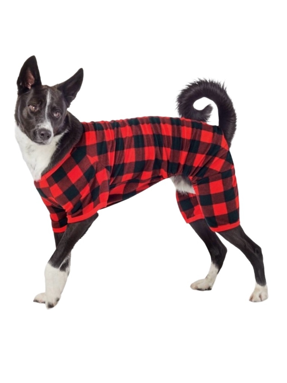 Buffalo Plaid Dog Pajamas Medium Red Black Fleece Cozy Sleepwear NWOT